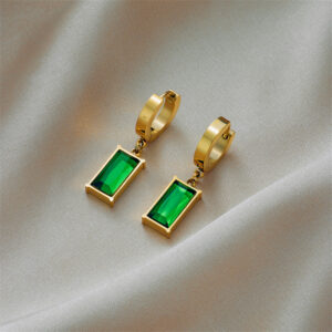 E014 square emerald earrings gold