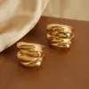Wholesale 304 Stainless Steel Geometric PVD Coated 18K Gold Plated Casual Elegant Simple Style Waterproof Non Tarnish Plating Gold Silver Rings