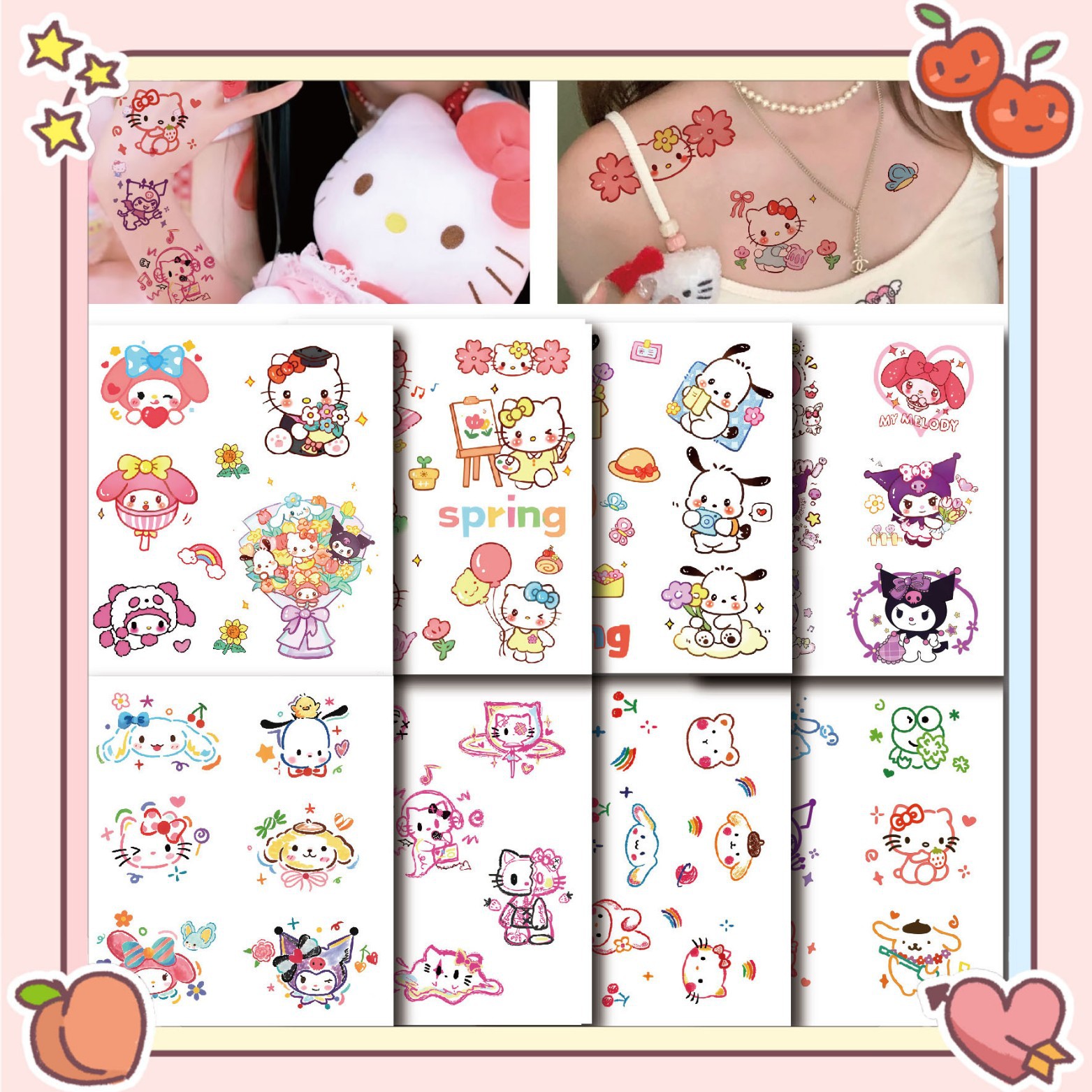 Wholesale Hand-Painted Holle Colorful Tattoo Stickers Waterproof and Long-Lasting Cartoon Girl and Kidsren
