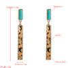 Wholesale European and American exaggerated personality long leather earrings alloy inlaid turquoise red brown leopard print leather temperament party earrings