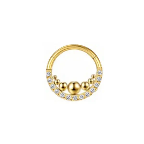 Wholesale 1 Piece Nose Rings & Studs Princess Sexy Pastoral Round Pure Titanium Plating Inlay Zircon White Gold Plated Gold Plated Nose Rings & Studs Nose Pin