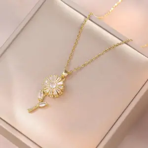 X0113 Rotating Sunflower Necklace