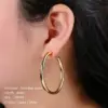 Wholesale Vacuum Plating Real Gold Plated Geometric 304 Stainless Steel Fashion Waterproof Non Tarnish Hoop Earrings
