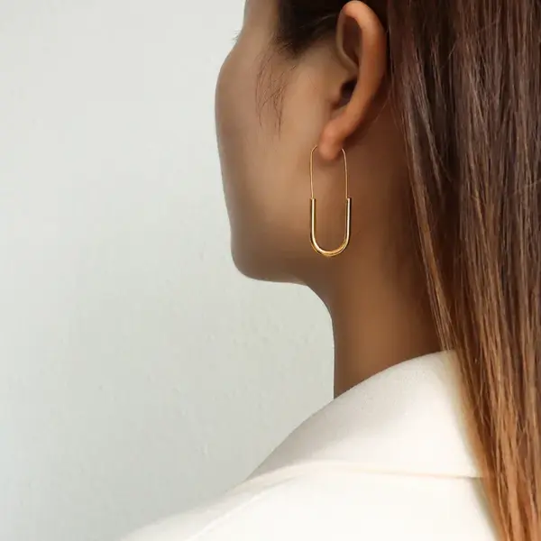 Wholesale PVD Coated Real Gold Plated 18K Gold Geometric 304 Stainless Steel Fashion Waterproof Non Tarnish Earrings