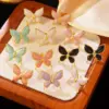 304 Stainless Steel Plastic Butterfly Electroplating Imitation Gold Princess Simple Style Enamel Gold Ear Studs
