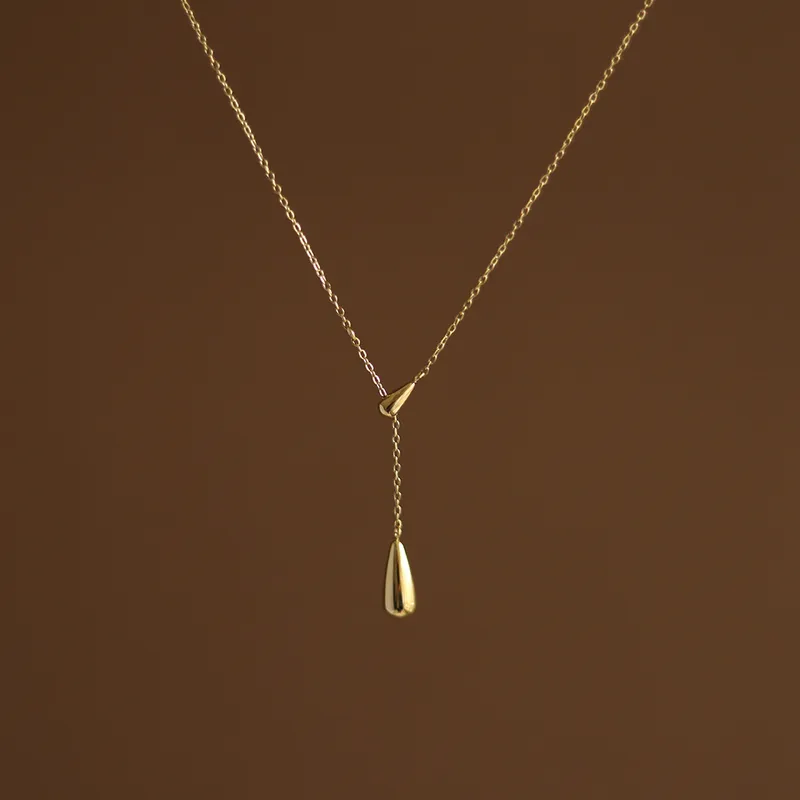 Wholesale 18K Real Gold Plated 304 Stainless Steel PVD Coated Water oplets Waterproof Non Tarnish Plating Cable Chain Pendant Necklace