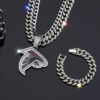 Wholesale Diamond Eagle Head Necklace Hip Hop Cuban Chain Bracelet Set