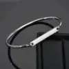 Wholesale PVD Coated Real Gold Plated 18K Customization Laser Engraving Solid Color 304 Stainless Steel Simple Style Waterproof Non Tarnish Bangle