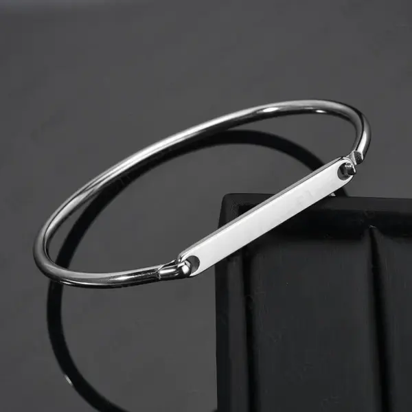 Wholesale PVD Coated Real Gold Plated 18K Customization Laser Engraving Solid Color 304 Stainless Steel Simple Style Waterproof Non Tarnish Bangle