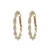 Wholesale Fashion Geometric Copper Inlay Artificial Pearls Rhinestones Hoop Earrings 1 Pair