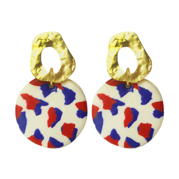 Wholesale Cross-border explosions soft pottery fashion earrings love color matching US Independence Day July 4 national flag color clay earrings