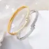 Wholesale Basic Classic Style Commute Geometric Stainless Steel Asymmetrical Inlay Zircon Bangle