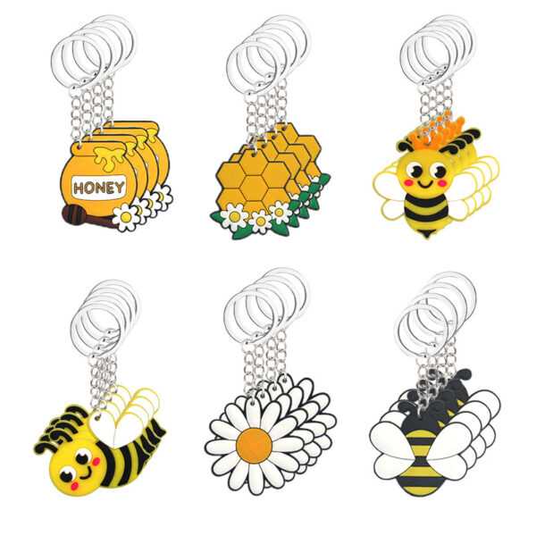 Wholesale Cross-Border Keychain Hot Selling Pvc Cartoon Keychain Little Bee Party Decoration Small Gift Key Hanging Jewelry