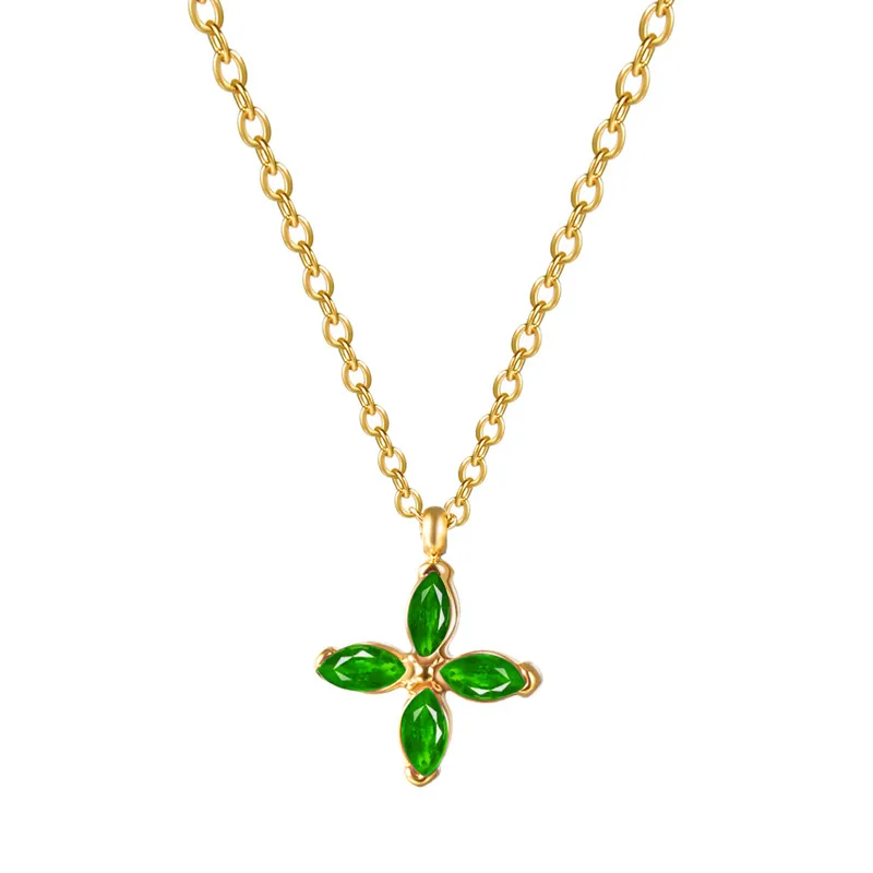 Wholesale PVD Coated 14K Gold Real Gold Plated Four Leaf Clover 304 Stainless Steel Fashion Simple Style Waterproof Non Tarnish 304 Stainless Steel Ne