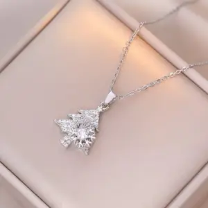 X1452 Steel Christmas Tree Rotating Necklace