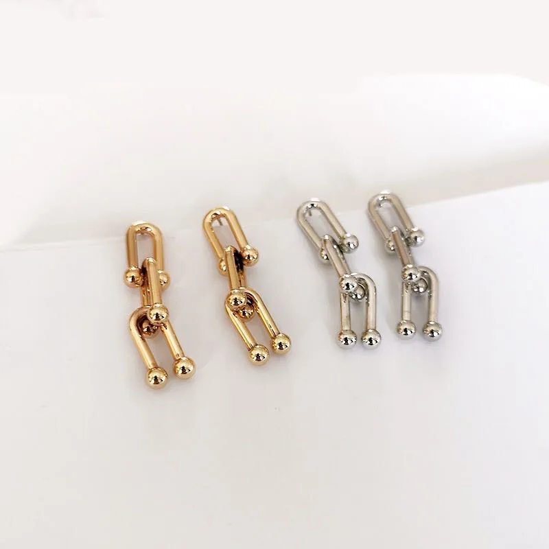 Wholesale 1 Pair Simple Style U Shape Stainless Steel Tassel Earrings