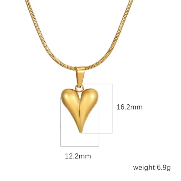 Wholesale 304 Stainless Steel Heart Shape Electroplated 18K Real Gold Plated Simple Style Commute Waterproof Non Tarnish Plating Earrings Necklace
