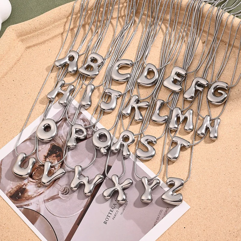 Wholesale Jewelry Casual Modern Style Simple Style Letter 304 Stainless Steel Handmade lishing Snake Chain Pendant Necklace