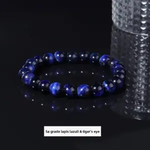 5a Optimized Lapis Lazuli Blue Tiger Eye Stone Bracelet / Diameter 8.1-8.8mm (about 21-23 Pieces)