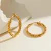 Wholesale Round Braided Vacuum Electroplating (In-Furnace) 18K Real Gold Plated 304 Stainless Steel No Inlay Material Hoop Earrings For Women