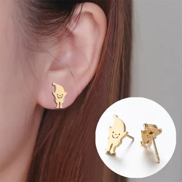 PVD Coated Real Gold Plated Heart Shape Stainless Steel Simple Style Waterproof Non Tarnish Ear Studs