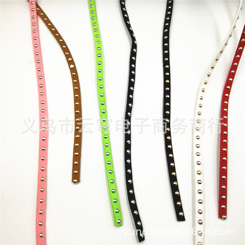 Wholesale St imitation leather rope deerskin rope 5mm single row Diamond Korea veet clavicle chain Sier int ill belt rivet veet belt