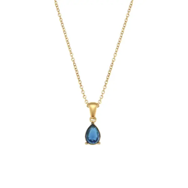 Wholesale PVD Coated Real Gold Plated 18K Gold Water Droplets 304 Stainless Steel Fashion Waterproof Non Tarnish 304 Stainless Steel Pendant Necklace