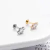 Wholesale 1 Piece 316L Stainless Steel Pure Titanium Titanium Zircon Lip Rings Flower Waterproof Non Tarnish Surgical Steel