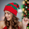 Wholesale Knitted Christmas hat with bells and pom-poms for winter