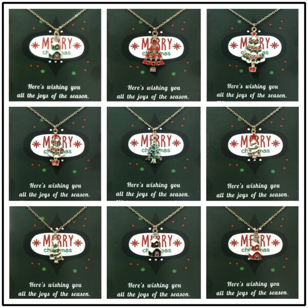 Wholesale Christmas Tree Pendant Card Necklace Clavicle Chain