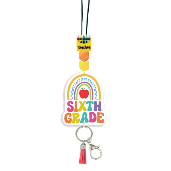 Wholesale Amazon Supply Teacher Rainbow Lanyard Silicone Bead String Lanyard Bohemian Beaded Lanyard Keychain Pendant