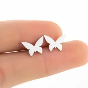 Wholesale PVD Coated 18K Gold Real Gold Plated Solid Color 304 Stainless Steel Simple Style Waterproof Non Tarnish Ear Studs