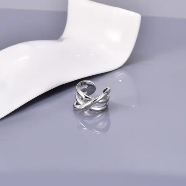 Wholesale 304 Stainless Steel Solid Color PVD Coated 18K Real Gold Plated Simple Style Waterproof Non Tarnish Plating Gold Open Rings