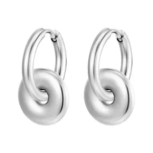 2.5*12 Simple Bracelet Hollow Circle Steel Color Ear Clip