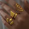 304 Stainless Steel Geometric Ion Plating (IP) 18K Real Gold Plated Casual Simple Style Waterproof Non Tarnish Open Rings