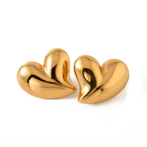 1 Pair Basic Simple Style Irregular Heart Shape Plating Titanium Steel Ear Studs
