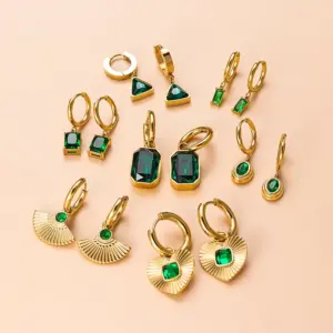 Heart Shape 304 Stainless Steel Zircon 18K Gold Plated Stainless Steel Earrings