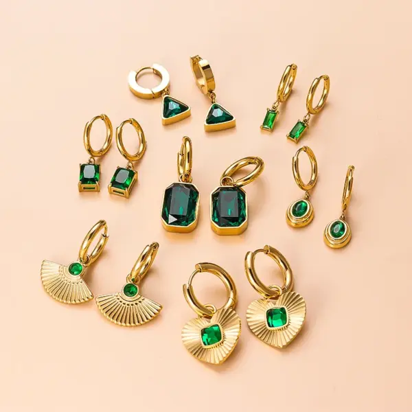 Heart Shape 304 Stainless Steel Zircon 18K Gold Plated Stainless Steel Earrings