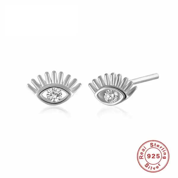 925 Sterling Silver Zircon Eye Ear Studs