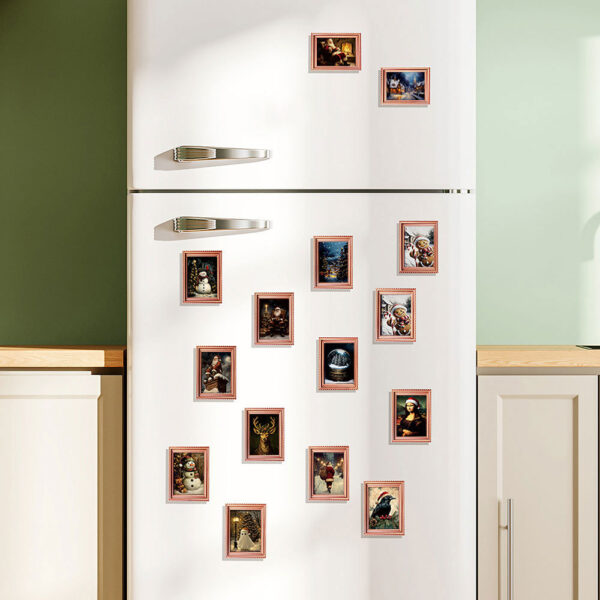 Wholesale Christmas Retro Wooden Photo Frame Magnetic Fridge Magnet