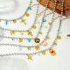 Wholesale Jewelry Modern Style Cross Heart Shape Bow Knot 304 Stainless Steel Plating Multi Charms Necklace Ball Chain