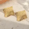 Wholesale Electroplating Golden Plated Round Square Rhombus 304 Stainless Steel Casual Simple Style Polishing Plating Earrings