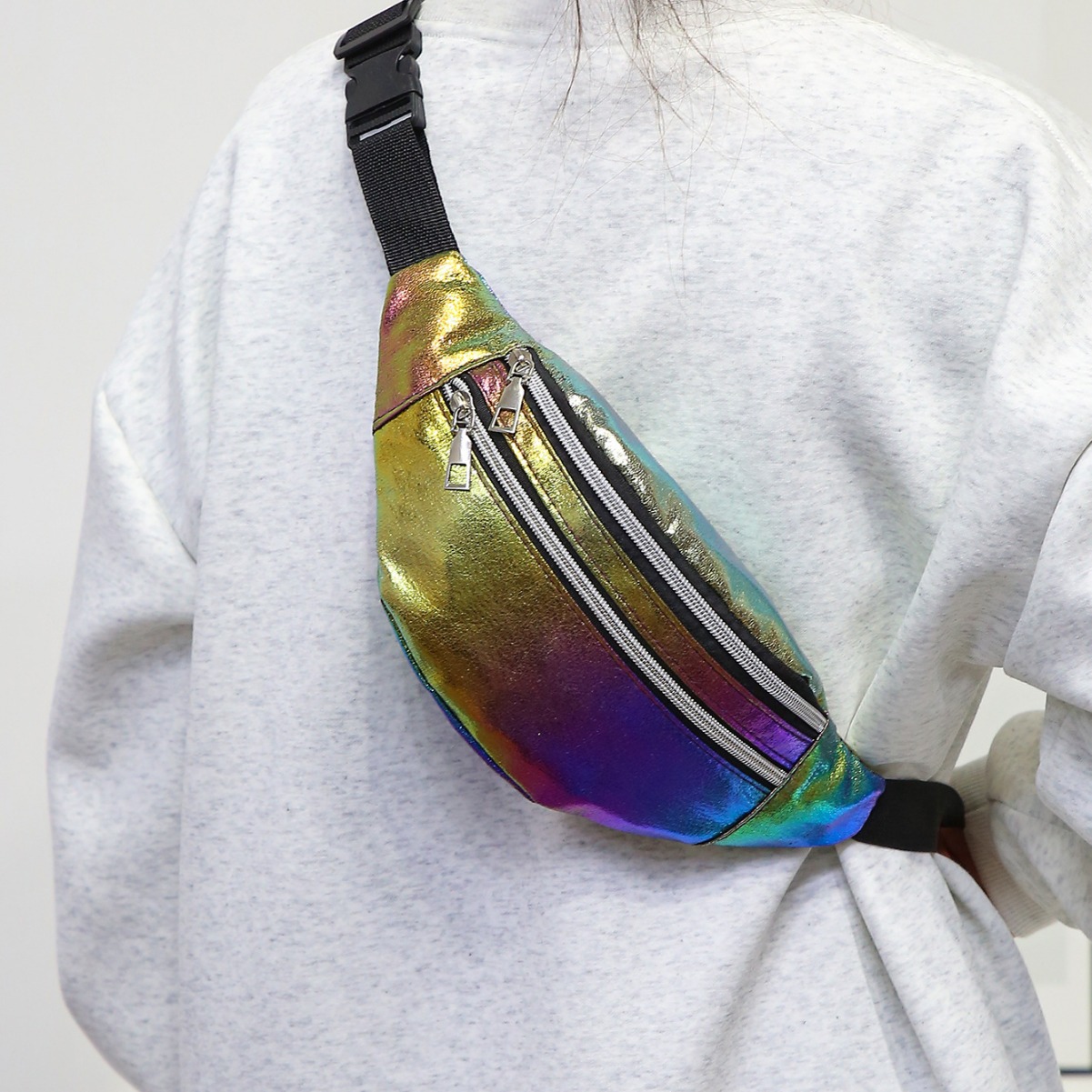 Wholesale Cross-border Women's Waist Bag Wholesale Men's Running Waist Bag Outdoor Cashier Colorful Laser Shoulder Crossbody Mobile Phone Bag