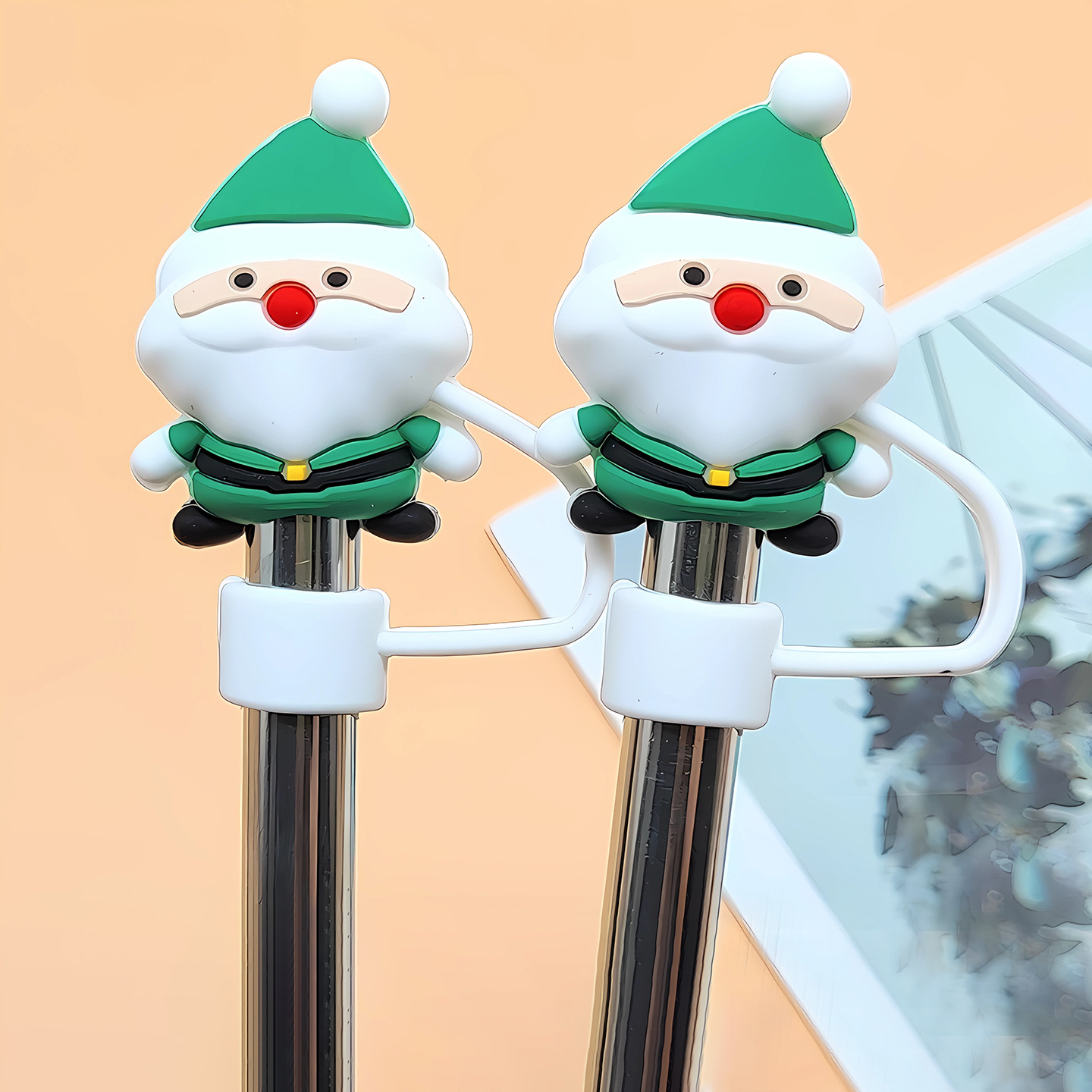 Wholesale New 10mm food grade silicone straw sle Christmas dust plug straw cap straw cap suit