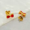 Wholesale PVD Coated 18K Gold Plated Flower Bow Knot 304 Stainless Steel Elegant Classical Vintage Style Waterproof Non Tarnish Ear Studs