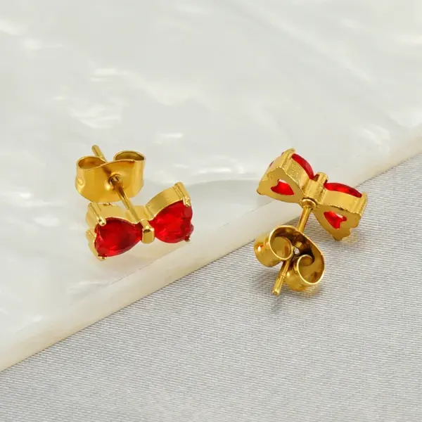 Wholesale PVD Coated 18K Gold Plated Flower Bow Knot 304 Stainless Steel Elegant Classical Vintage Style Waterproof Non Tarnish Ear Studs