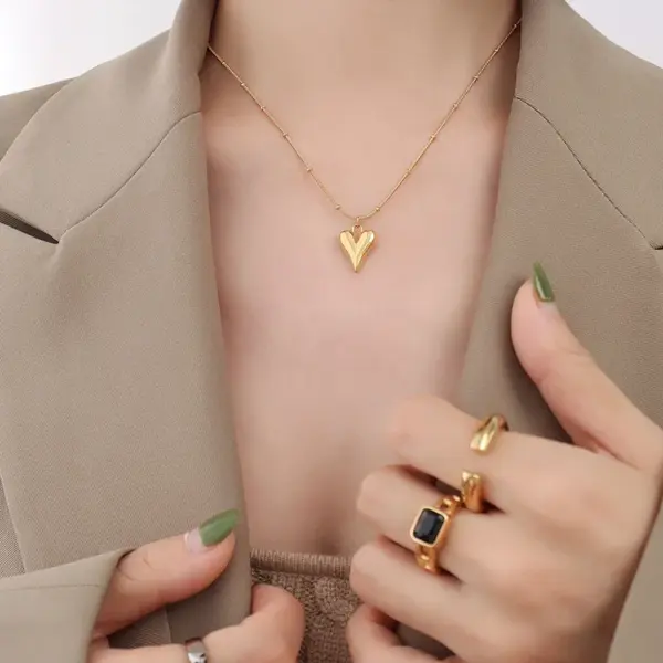 PVD Coated Real Gold Plated 18K Gold Geometric 304 Stainless Steel French Style Waterproof Non Tarnish 304 Stainless Steel Necklace