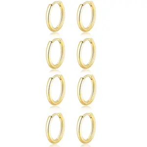 Gold Set of 4 Pairs / (2.0mm Wire Diameter) 14mm 14mm 14mm 14mm 4 Pairs Set