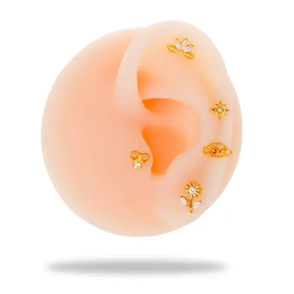 Wholesale 1 Piece Ear Cartilage Rings & Studs Simple Style Korean Style Flower Pure Titanium Plating Inlay Zircon