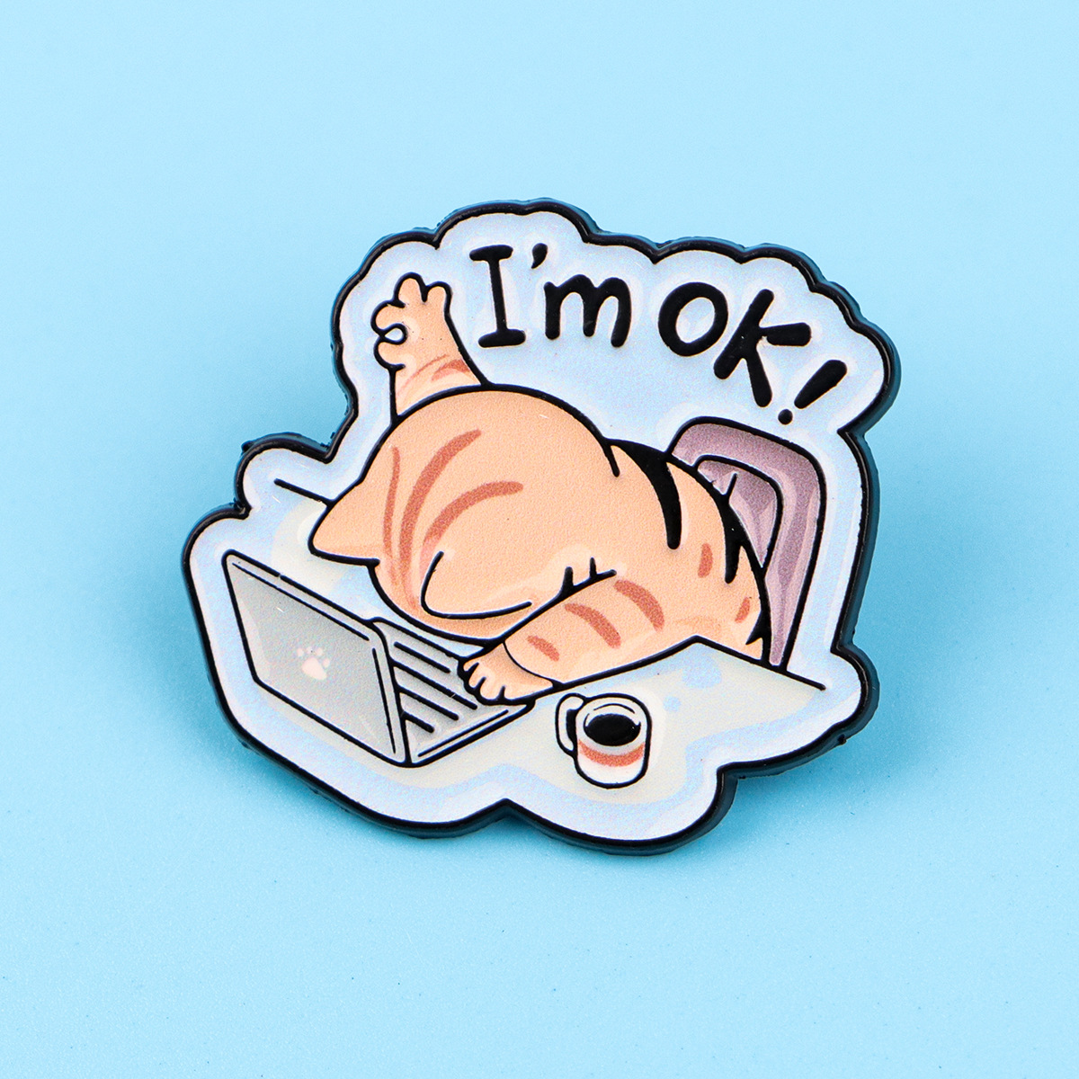 Wholesale Cat quote brooches, cartoon metal badges, creative English letter jewelry